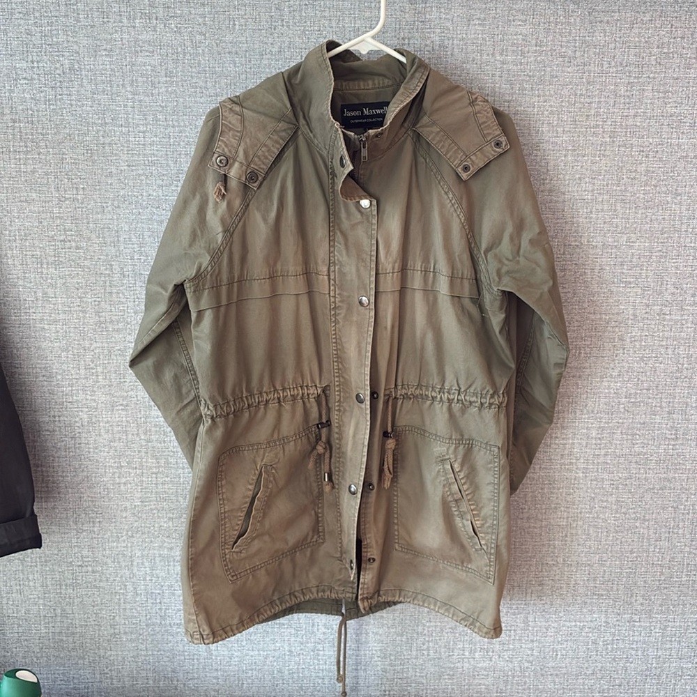 Olive green JASON MAXWELL tie waist utility jacket